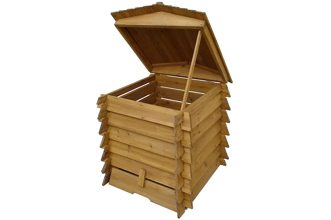 Easigear 328L Wooden Compost Bin in BeeHive Style on a white background