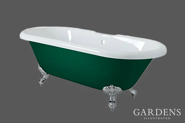 Traditional Roll Top Freestanding Bath on a grey background