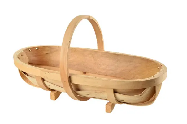 Wooden trug on a white background