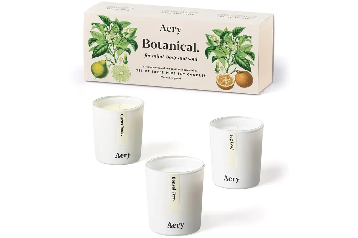 Aery Botanical Scented Candles on a white background