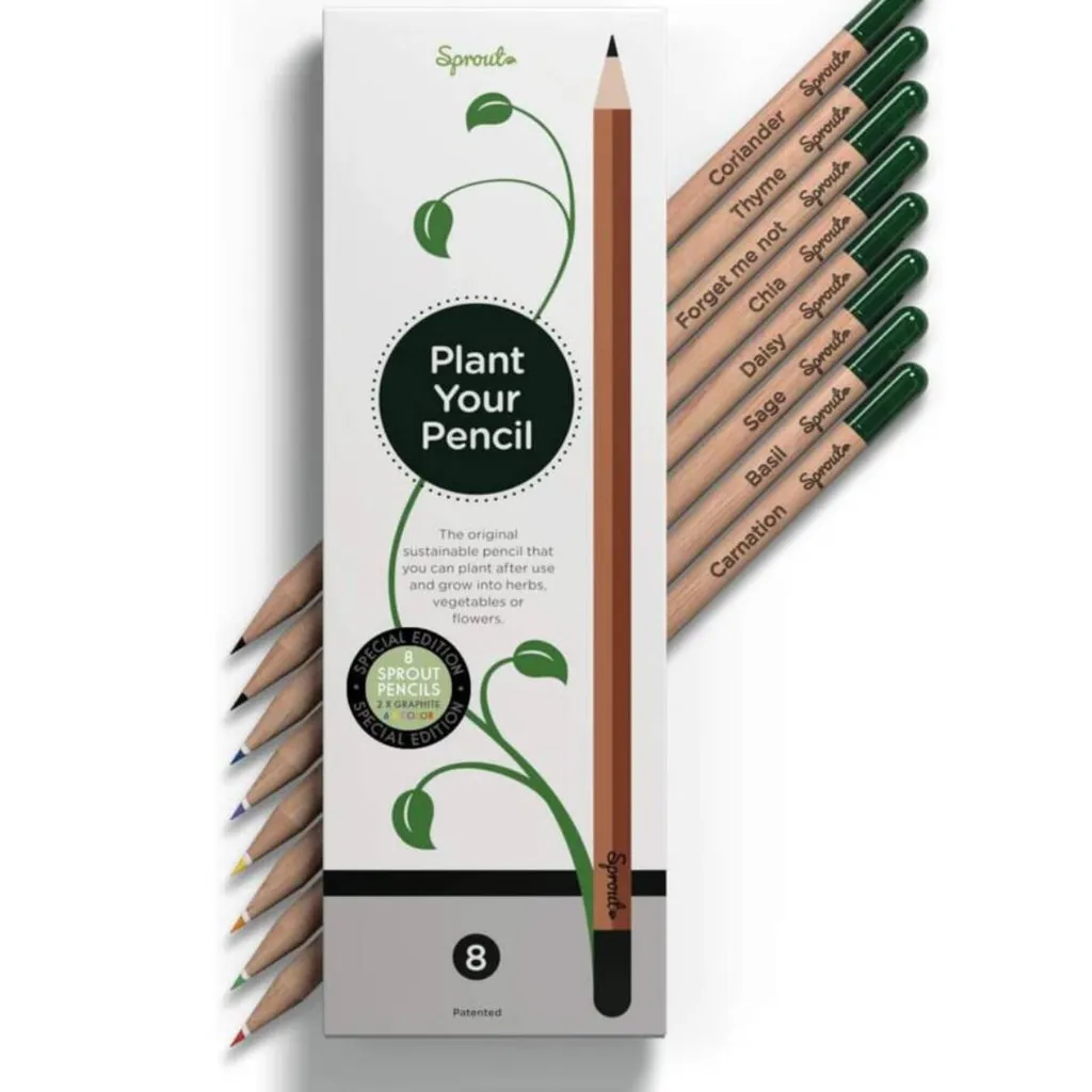 Sprout plantable colouring pencils on a white background