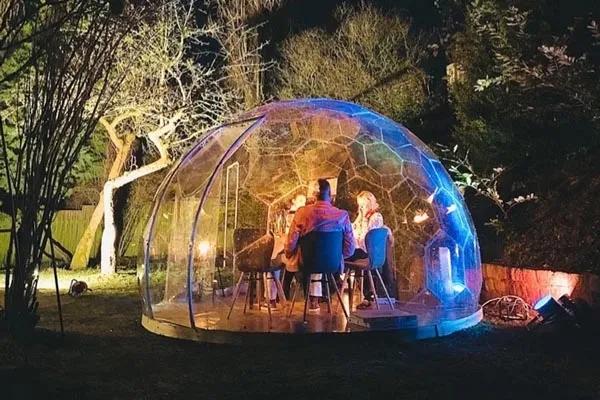 HypeDome Outdoor Pod at night