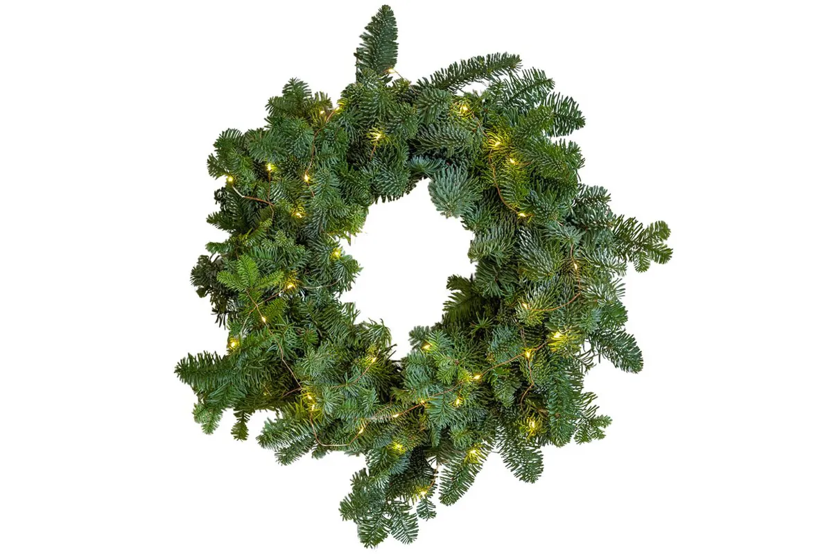 Real Noble Fir Wreath on a white background