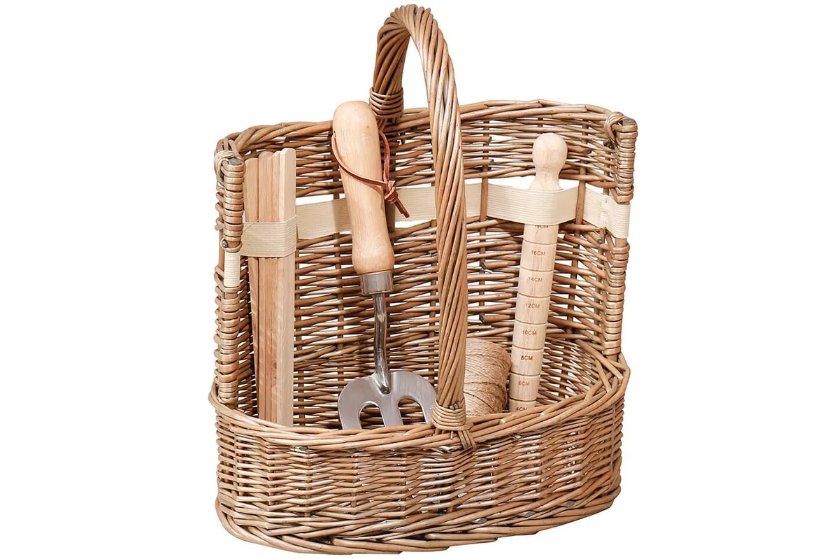 Personalised Deluxe Gardening Tool Basket on a white background