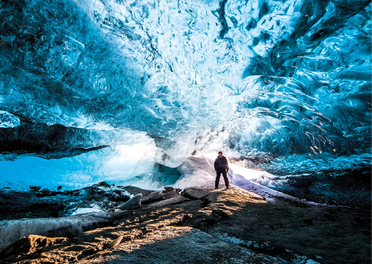 Glacier ice is blue in colour because of light scattering © Getty