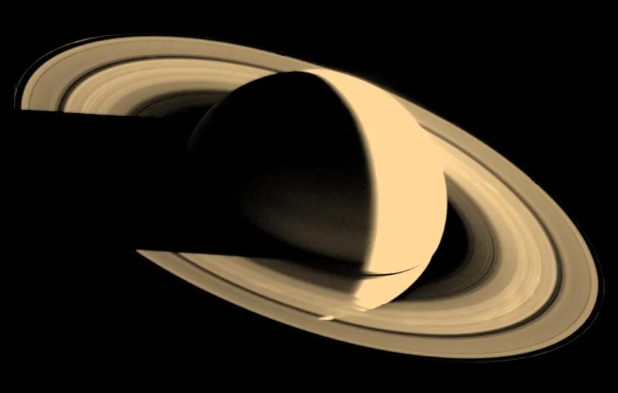 Four days after its closest approach, Voyager 1 looked back towards Saturn © NASA