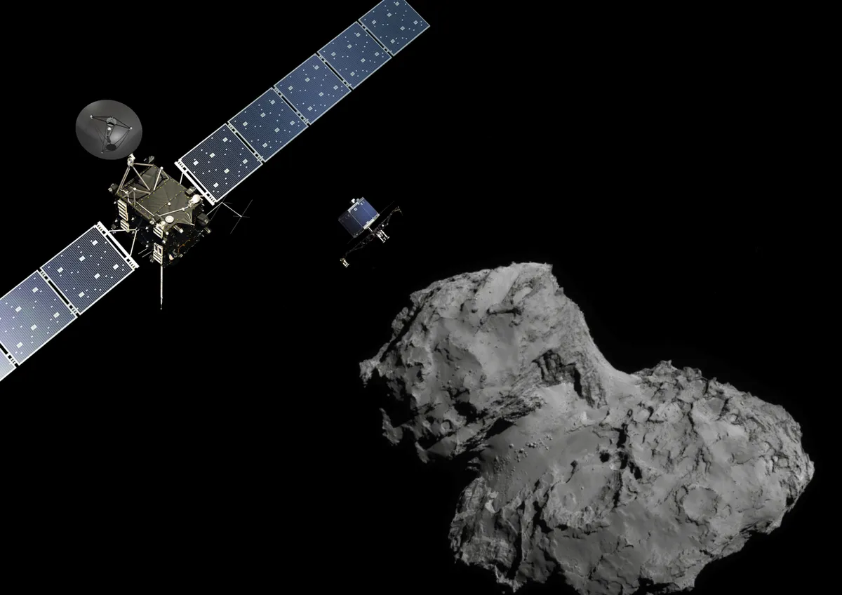 Artist’s impression of deployment of Rosetta’s Philae lander from the orbiter to comet 67P/C-G © ESA/ATG medialab & ESA/Rosetta/NavCam