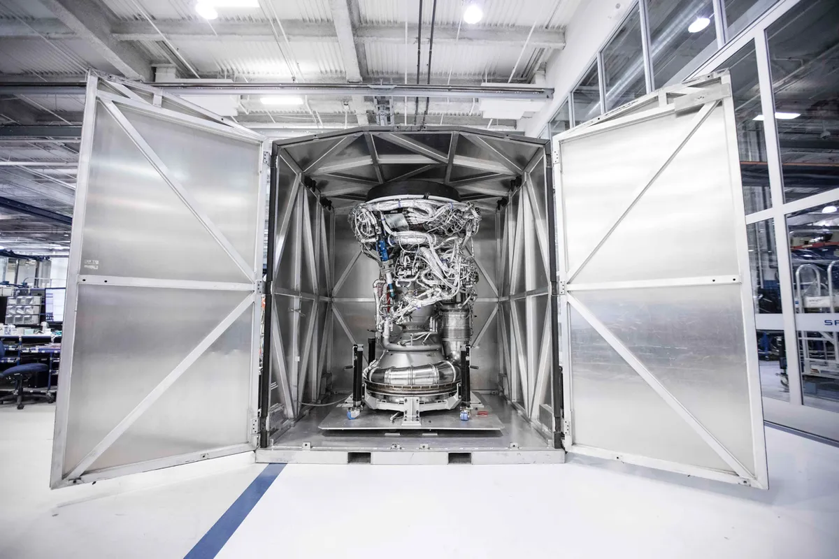 A Merlin engine being prepared for testing. The Falcon X carries 10 of these engines © SpaceX