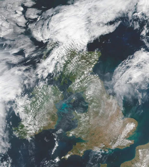 NASA MODIS satellites captured this view from space of the British Isles on 25 July 2018 © Atlas Photo Archive/NASA