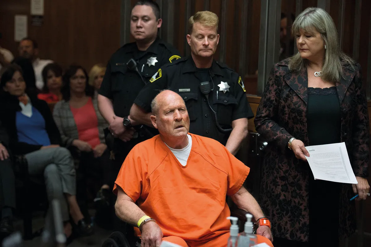 Joseph James DeAngelo, the suspected East Area Rapist, is arraigned in a Sacramento courtroom and charged with murdering Katie and Brian Maggiore in Rancho Cordova in 1978 on Friday, April 27, 2018, in Sacramento, Calif. (Randy Pench/Sacramento Bee/TNS via Getty Images)
