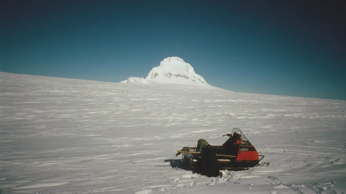 Snowmobile in arctic tundra