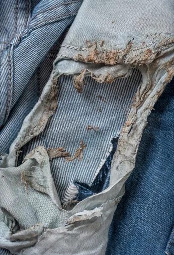 Jeans worn by Jaime Santana the day he was struck by lightning © William LeGoullon