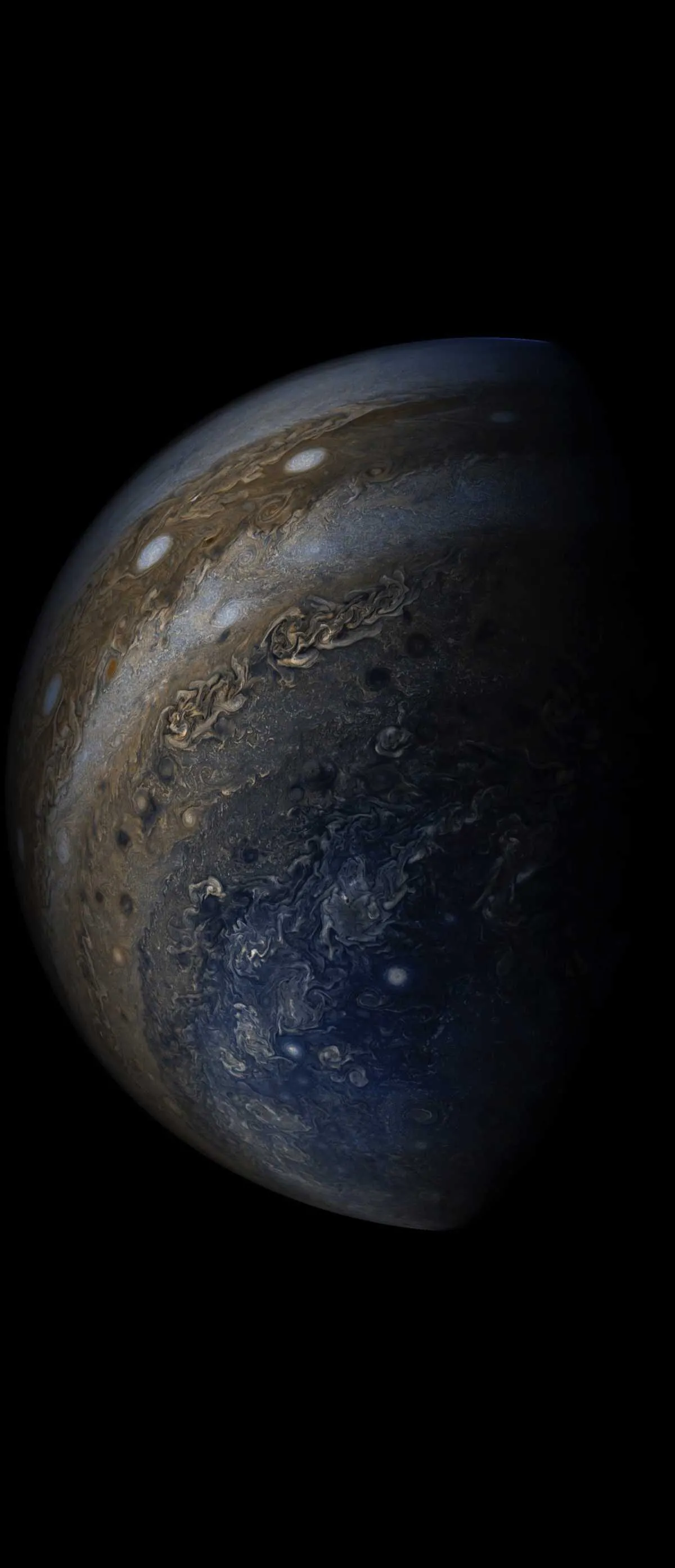 Jupiter's south polar region © NASA/JPL-Caltech/SwRI/MSSS/Gerald Eichstadt/Sean Doran