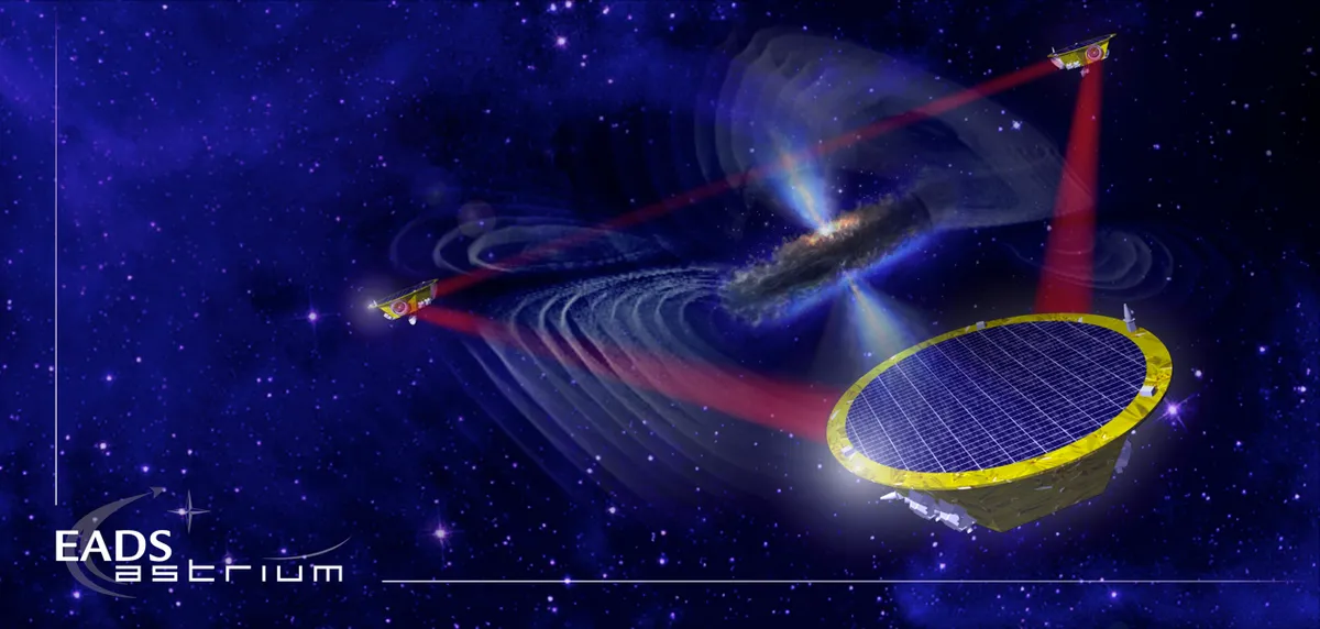 Artist's impression of the three LISA spacecraft © EADS Astrium