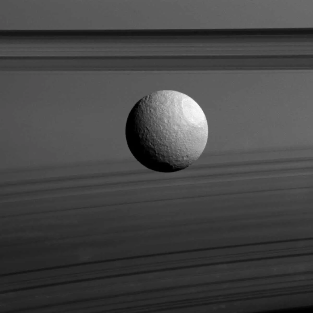 Saturnian moon Tethys © NASA