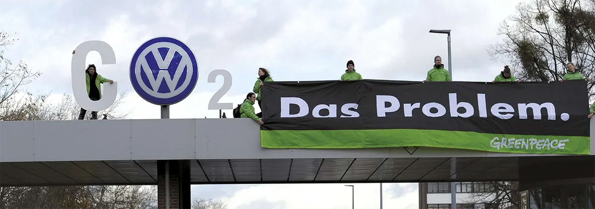 Protesters at the Volkswagen plant in November 2015 © Getty Images