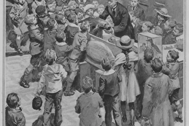 Illustration of Professor J. Arthur Thomson giving his Christmas Lectures © London Illustrated News, 15 January 1921