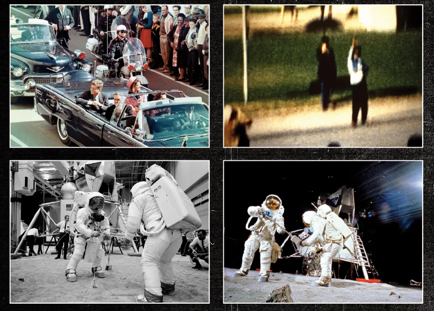 Flat Earthers are not unique: other popular conspiracy theories concern the assassination of JFK (top row) and the Moon landings (bottom row) © NASA/Getty Images