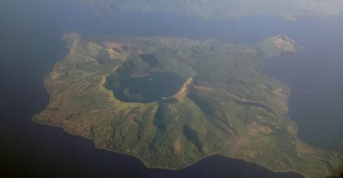 An aerial shot of Ta'al Volcano (credit: Mike Gonzalez)