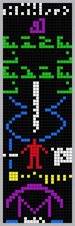 The Arecibo Message By Arne Nordmann (norro) (Own drawing, 2005) (GFDL, CC-BY-SA-3.0 or CC BY-SA 2.5-2.0-1.0), via Wikimedia Commons