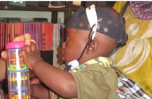 A lightweight cap measures a young chid's brain activity (credit: Clare Elwell)
