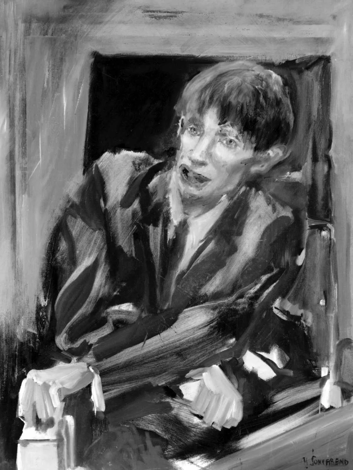 Oil sketch by Yolanda Sonnabend for a portrait in the National Portrait Gallery, London. Stephen Hawking © Science Museum/SSPL/Getty Images