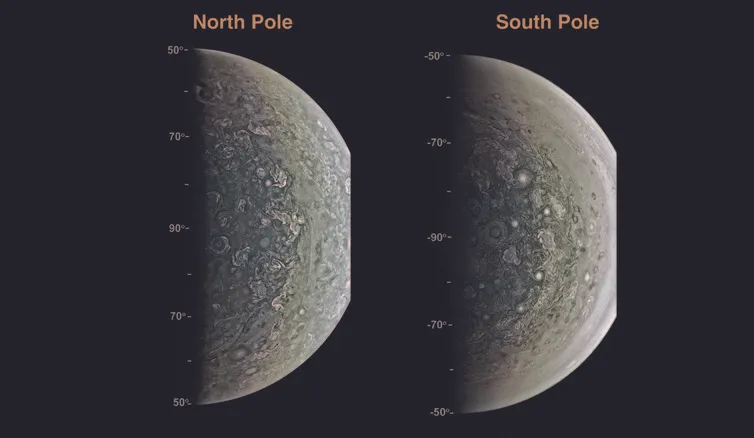 Jupiter’s poles © J.E.P. Connerney et al., Science (2017)