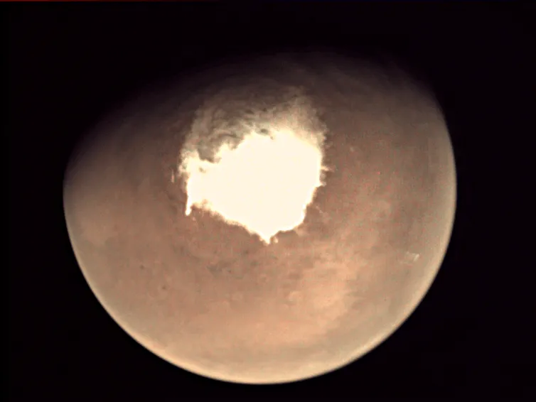 Mars as seen by the webcam on ESA’s Mars Express orbiter on October 16 2016, as another mission, ExoMars, is about to reach the Red Planet © ESA, CC BY-SA