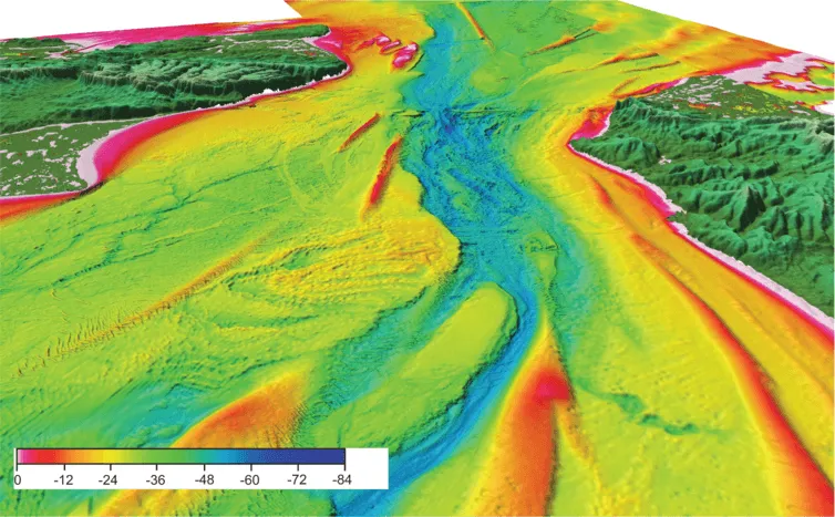 3D view of the seafloor in the 33km wide Dover Strait showing a prominent valley in the central part © Imperial College London/Professor Sanjeev Gupta and Dr Jenny Collier