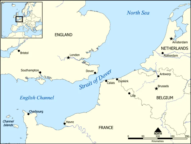 Strait of Dover map (wikipedia, CC BY-SA)