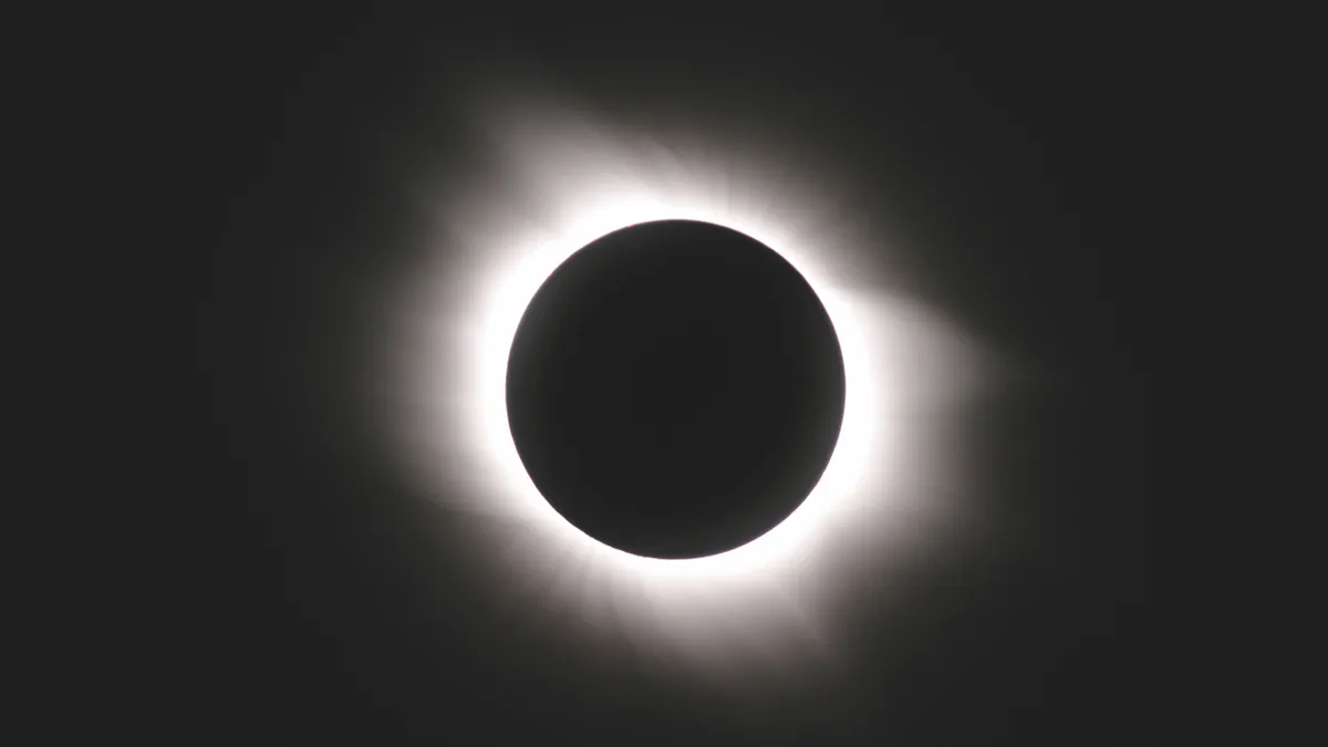 The Moon completely obscures the Sun’s disc at totality, bringing our star’s corona into stark contrast © Getty Images