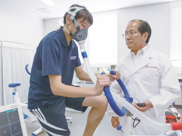 Dr Izumi Tabata (in the lab coat) has lent his name to a HIIT protocol that produces greater improvements in fitness than longer bouts of moderate exercise