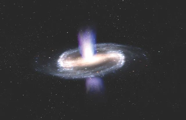Supermassive black holes, like the one in this illustration, may have played a key role in transforming the nature of gas in the early Universe © ESA