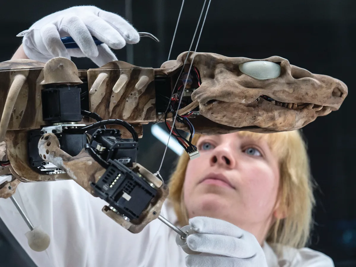 Stefanie Griebsch prepares a modified OroBOT for a demonstration of its walking ability © Shutterstock
