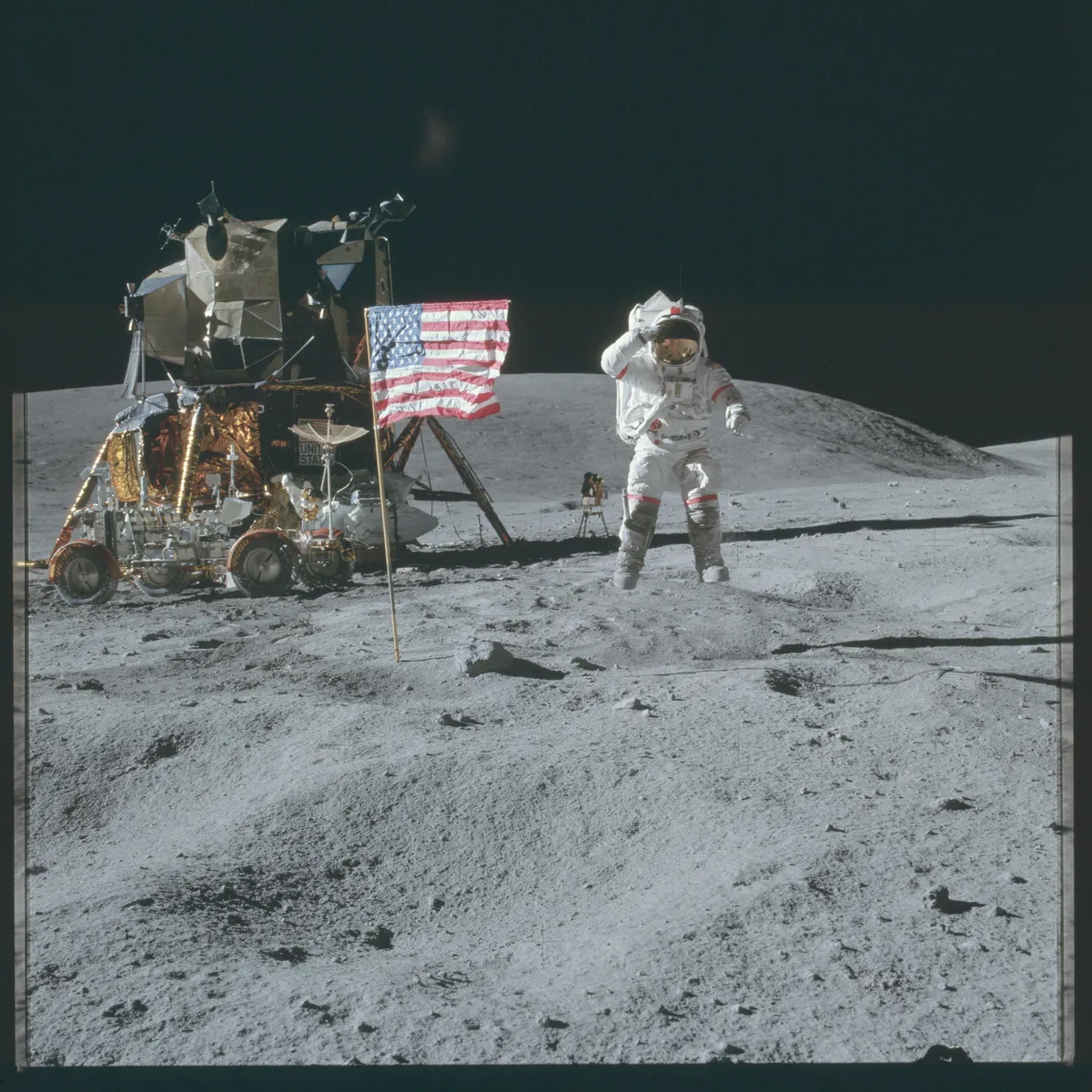 AS16-113-18339 - Apollo 16 Hasselblad image from film magazine 113/A - Orbit & Post-Ldg