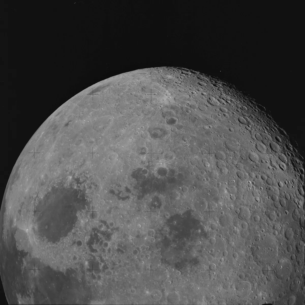 AS14-75-10316 (Processed) Apollo 14 Hasselblad image from film magazine 75/R - Lunar orbit