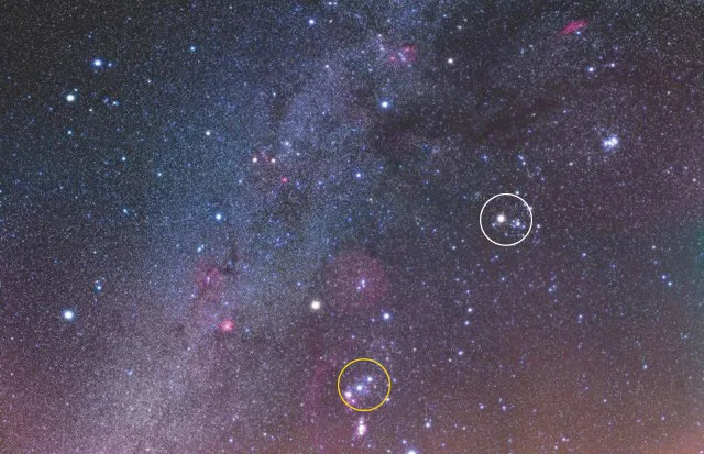 The region of sky between Orion’s Belt (yellow circle) and Taurus (white circle) is the search area for Planet Nine © Alamy
