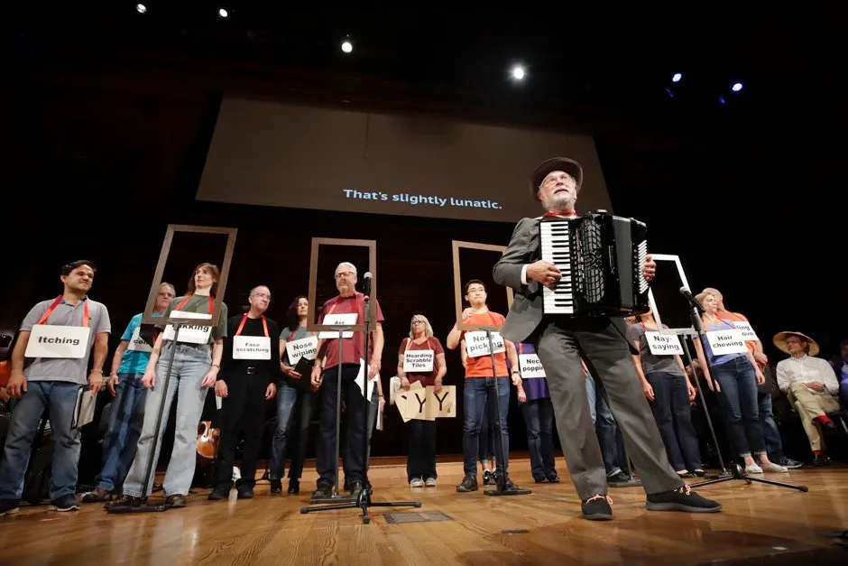 Dr Thomas Michael plays the accordion at the annual Ig Nobel awards ceremony © AP
