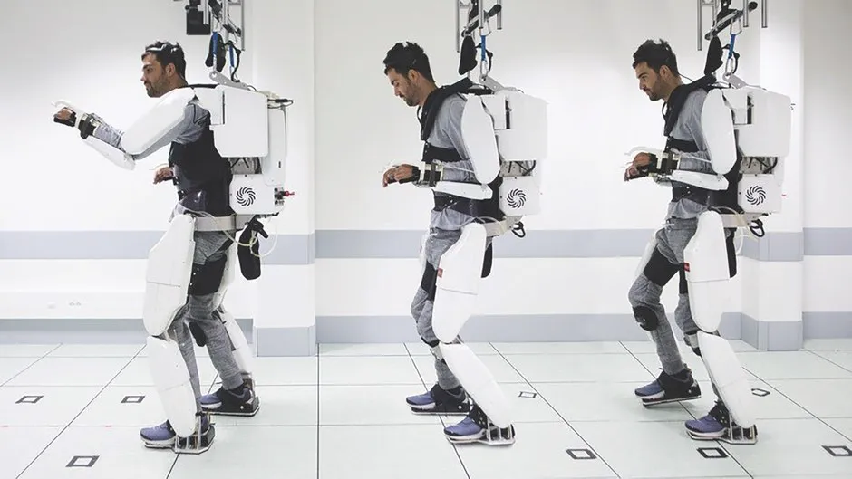 This groundbreaking mind-controlled exoskeleton enabled Thibault to move all four of his paralysed limbs © FDD Clinatec/Juliette Treillet