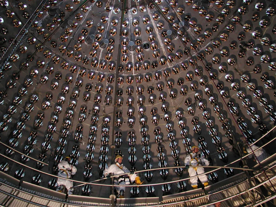 Nearly a mile beneath the Gran Sasso mountain and 60 miles outside of Rome, this stainless steel sphere is part of the neutrino detector used to detect geoneutrinos © Paolo Lombardo/INFN-MI