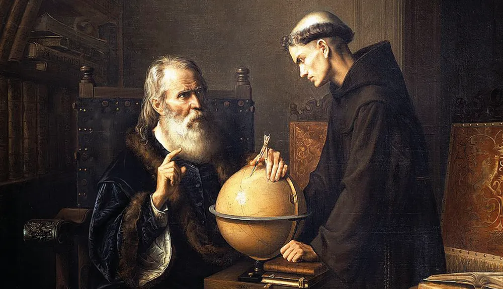 Galileo Galilei, as depicted in this painting by Felix Parra, explaining his astronomical theories to a friar at Padua University © Getty Images
