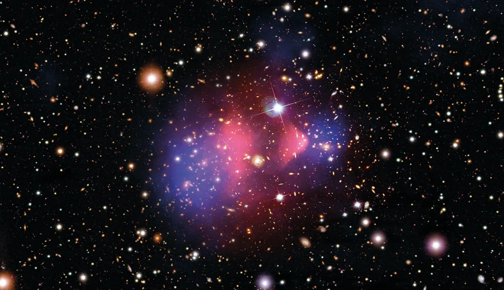 The Bullet Cluster comprises two colliding clusters of galaxies, and was studied in an attempt to detect antimatter © NASA / Hubble