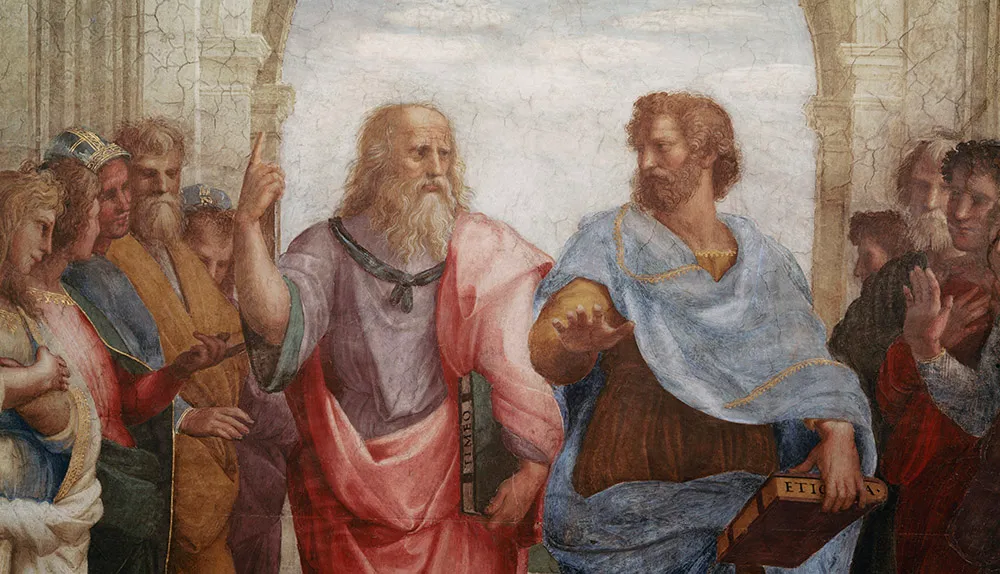 Detail of Plato (left) and Aristotle from The School of Athens by Raphael (Photo by © Ted Spiegel/CORBIS/Corbis via Getty Images)