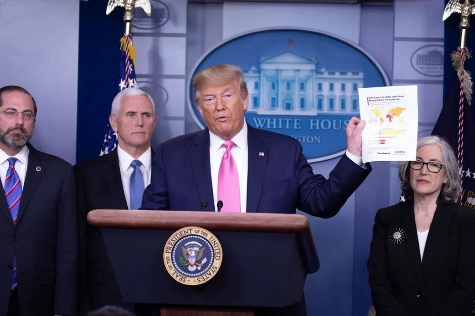 President Trump giving a press conference on 26 February 2020 © Getty Images