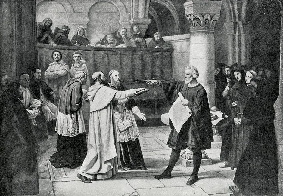 Galileo Galilei defending his astronomical observations at the Inquisition © Getty Images