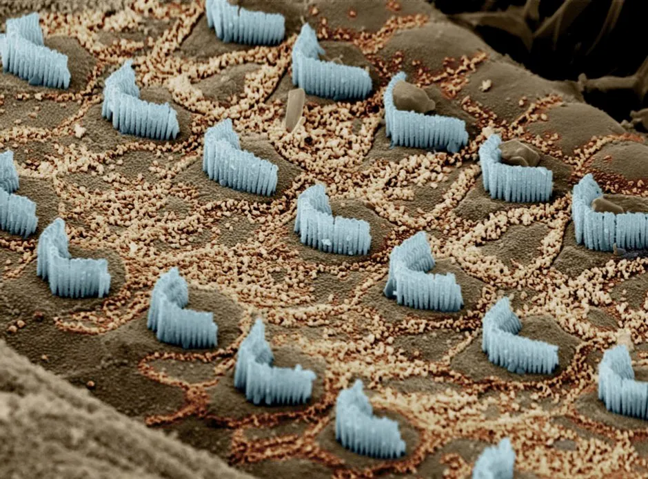 Clusters of hair cells are found in the cochlea, a tube in the inner ear. Researchers found these hairs functioned less efficiently in young people exposed to high levels of noise © Getty Images