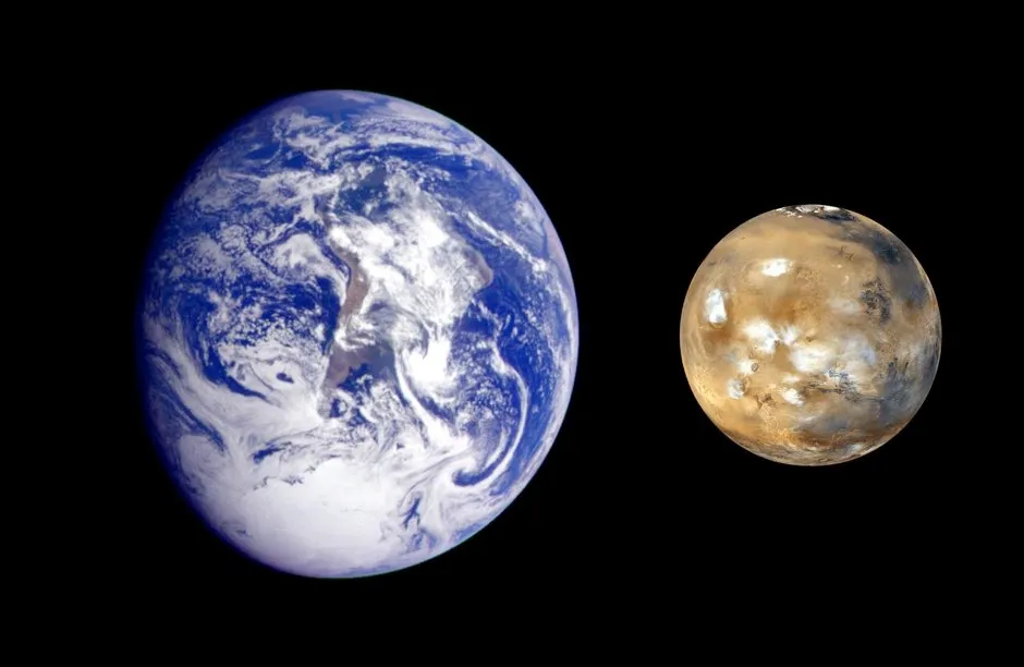 Earth and Mars size