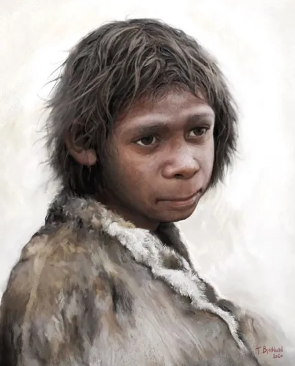 Illustration of a Neanderthal child of around 9 years old © Tom Björklund / CC BY-SA (https://creativecommons.org/licenses/by-sa/4.0)