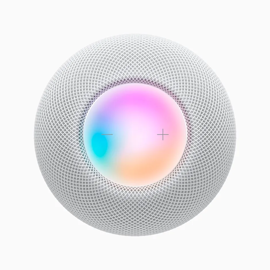 Top view of the HomePod mini showing its touch surface © Apple