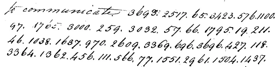 A text written with a mixture of words and number © Busman's Holiday: A British Cipher of 1783